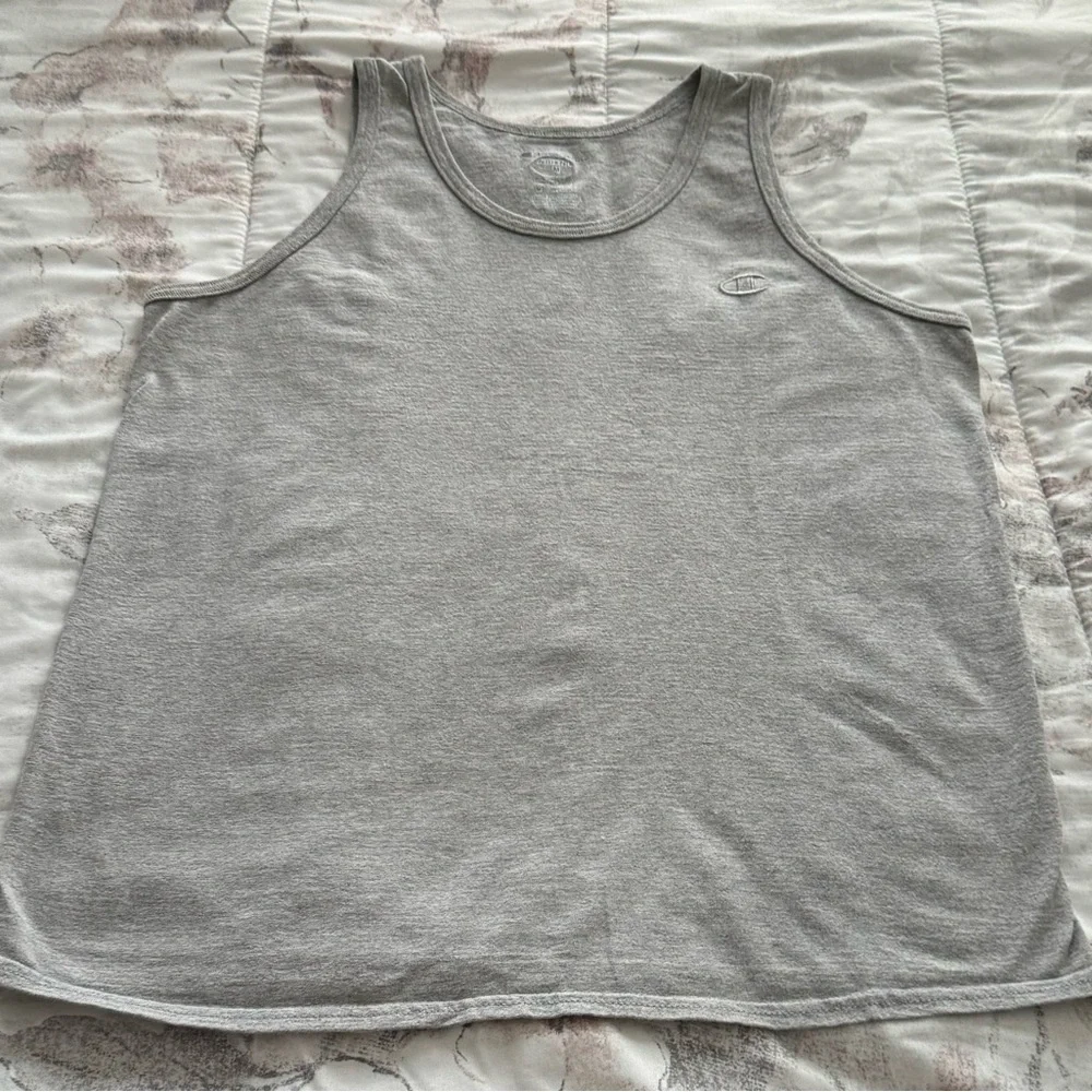 Champion Authentic athletic gray embroidered logo tank top, size M athleisure
